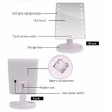 LED Touch Screen Makeup Mirror Professional Vanity Mirror With 22 LED Lights Adjustable 360 Rotating with 10X Magnifier