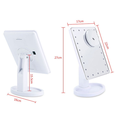 LED Touch Screen Makeup Mirror Professional Vanity Mirror With 22 LED Lights Adjustable 360 Rotating with 10X Magnifier