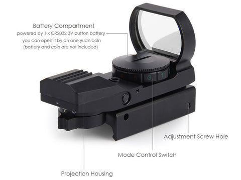 Hot 11 /20 mm Rail Riflescope Hunting Airsoft Optics Scope Holographic Red Dot Sight Reflex 4 Reticle Tactical Gun Accessories