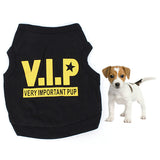 Pet Dog Puppy  Black Cotton Blend T-Shirt VIP Pattern Vest Teddy Clothes