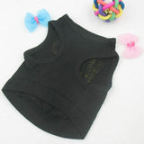 Pet Dog Puppy  Black Cotton Blend T-Shirt VIP Pattern Vest Teddy Clothes