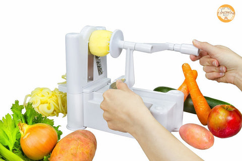 3 Cutting Blades Spiral Slicer Veggie Pasta Spaghetti Maker with Suction Base