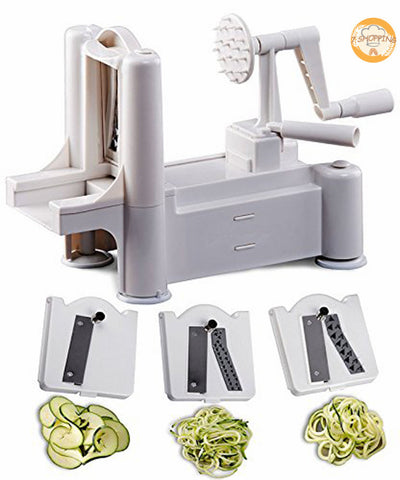 3 Cutting Blades Spiral Slicer Veggie Pasta Spaghetti Maker with Suction Base