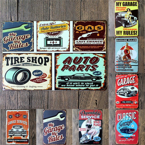 Car Repair Tools Metal Signs