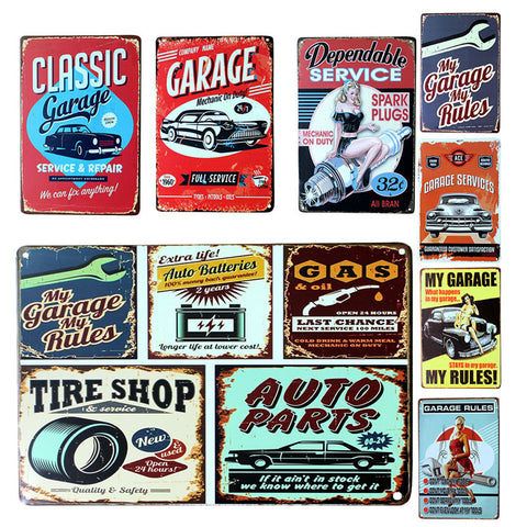 Car Repair Tools Metal Signs