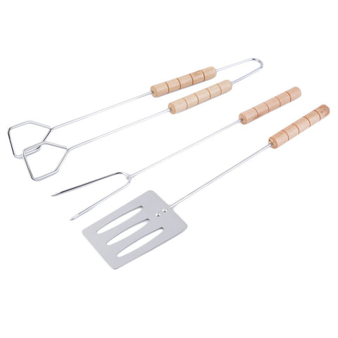 3pcs Stainless Steel Barbecue Fork Tongs Skewer Sets