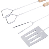 3pcs Stainless Steel Barbecue Fork Tongs Skewer Sets