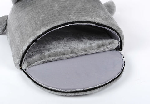 Grey Mouse Shape Bed for Small Cats Dogs Waterproof Bottom