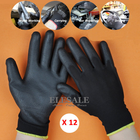 12 Pairs New Work Safety Gloves Nylon Knitted Gloves With PU Coated