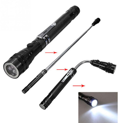 Outdoor Camping Tactical Flash Light Torch Spotlight 3x LED Telescopic Flexible Magnetic LED Flashlight