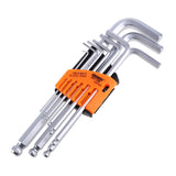 9PCS/set Durable Reinforced Toughen Metric Ball Ended Hex Allen Key Wrench Set