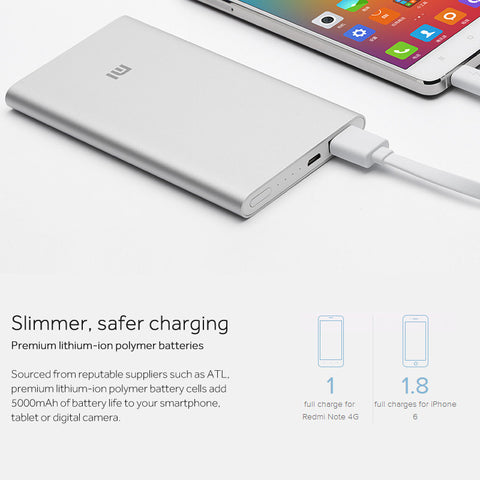 Xiaomi Power Bank 5000mAh Mi Portable Charger Slim Powerbank