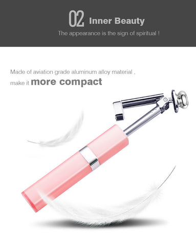 Universal Mini Monopod with Bluetooth Remote Shutter Girly Lipstick Design Selfie Stick