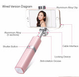 Universal Mini Monopod with Bluetooth Remote Shutter Girly Lipstick Design Selfie Stick