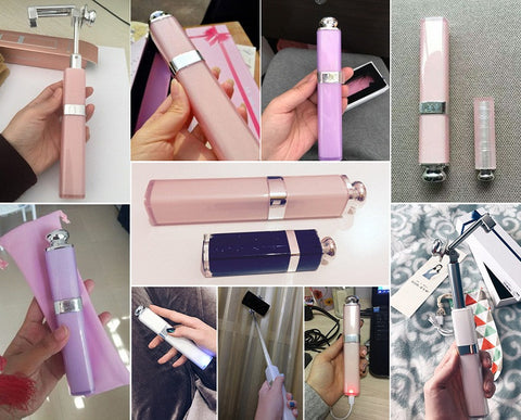 Universal Mini Monopod with Bluetooth Remote Shutter Girly Lipstick Design Selfie Stick