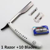 1set Men Straight Barber edge Razors Folding Shaving Knife With 10pcs Blades