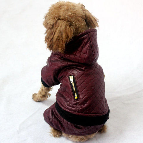 black PU jumpsuits removable doggy jacket