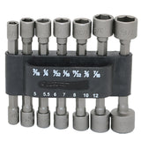 14pcs Power Nut Driver Drill Bit Sae Metric Socket Bits Wrench Screw 1/4 Inch Hex Shank Quick-Change