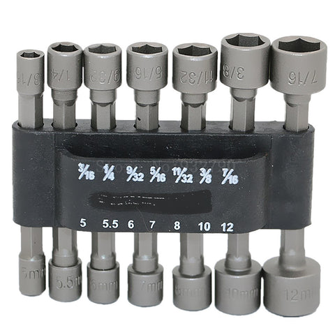 14pcs Power Nut Driver Drill Bit Sae Metric Socket Bits Wrench Screw 1/4 Inch Hex Shank Quick-Change