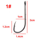 100pcs High Carbon Steel Fishing Hooks Black Offset Long Barbed Shank Baitholder Size 1 1/0 2/0 3/0 4/0 5/0 6/0