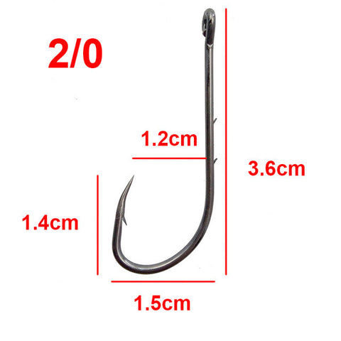 100pcs High Carbon Steel Fishing Hooks Black Offset Long Barbed Shank Baitholder Size 1 1/0 2/0 3/0 4/0 5/0 6/0