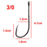 100pcs High Carbon Steel Fishing Hooks Black Offset Long Barbed Shank Baitholder Size 1 1/0 2/0 3/0 4/0 5/0 6/0