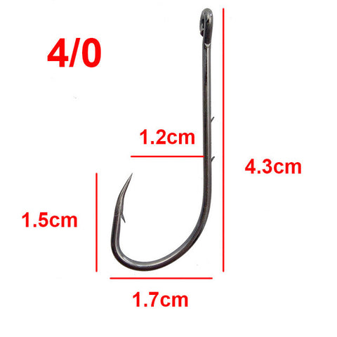 100pcs High Carbon Steel Fishing Hooks Black Offset Long Barbed Shank Baitholder Size 1 1/0 2/0 3/0 4/0 5/0 6/0