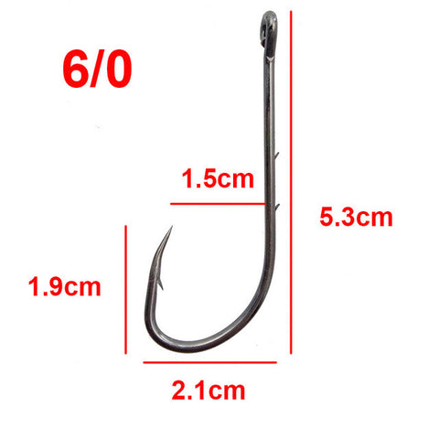 100pcs High Carbon Steel Fishing Hooks Black Offset Long Barbed Shank Baitholder Size 1 1/0 2/0 3/0 4/0 5/0 6/0