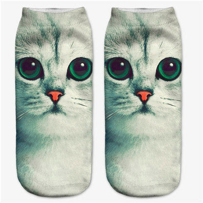 Animals Printed Cat Tiger Dog Socks Multiple Colors Unisex Low Cut