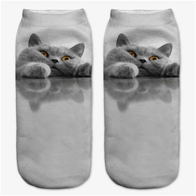 Animals Printed Cat Tiger Dog Socks Multiple Colors Unisex Low Cut