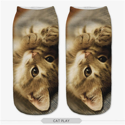 Animals Printed Cat Tiger Dog Socks Multiple Colors Unisex Low Cut