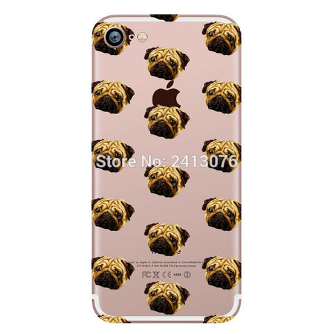 Pug dogs Attack Clear soft silicon case cover for Apple iphone 7 7plus 6 6S 6plus 6Splus 5S SE