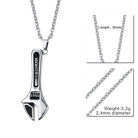 Mens Necklaces Stainless Steel Mechanic Wrench 24 "