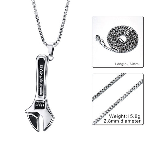 Mens Necklaces Stainless Steel Mechanic Wrench 24 "