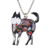 Alloy Enamel Siberian Husky Necklace Dog Jewelry Chain Collar