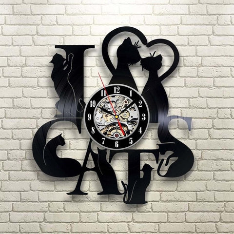 I love Cats Vinyl clock record