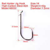 50pcs PROBEROS Brand Fishing Hook 1#-5/0# Fish Hooks BAITHOLDER Black Color