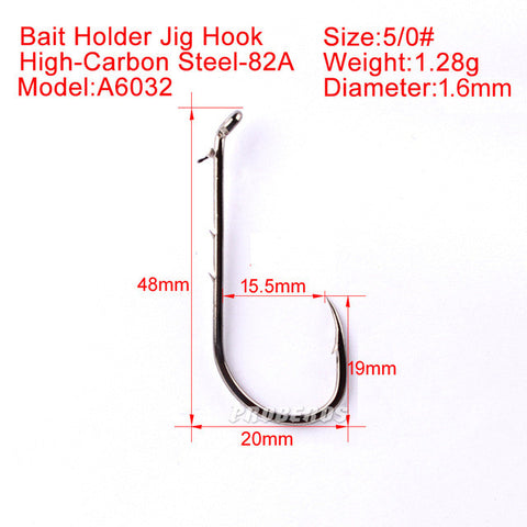50pcs PROBEROS Brand Fishing Hook 1#-5/0# Fish Hooks BAITHOLDER Black Color