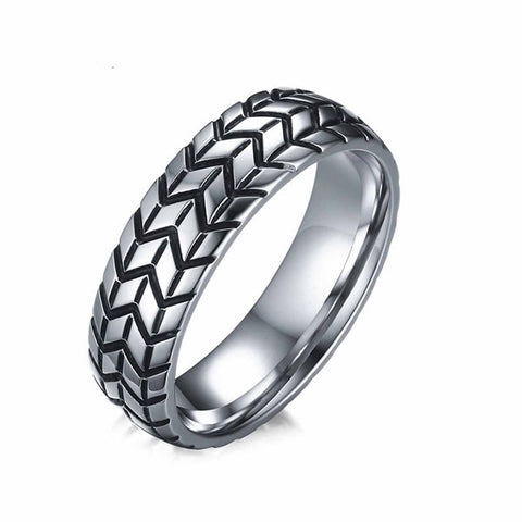 Tire Tread Style Grooved Ring Men