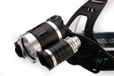 10000Lumen CREE XML T6+2R5 LED Headlight 4mode torch +2x18650 battery+EU/US Car charger