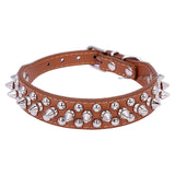 Punk Style Spiked Pet Dog Collar Round Bullet Nail Rivet Studded Collar Neck Strap Pitbull Collar PU Leather Pet roducts