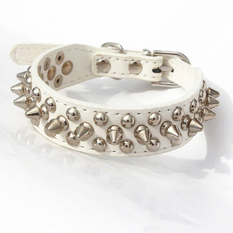 Punk Style Spiked Pet Dog Collar Round Bullet Nail Rivet Studded Collar Neck Strap Pitbull Collar PU Leather Pet roducts