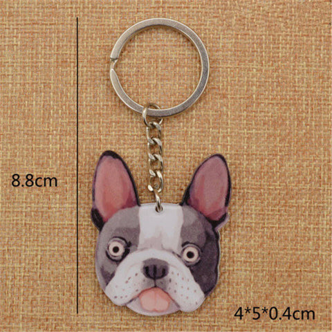 Double Side Cute PUG Face/Bone Shape Keychain