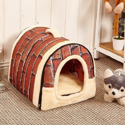 Dog House Nest With Mat Foldable Pet Dog Bed Cat Bed House Small Medium Dogs