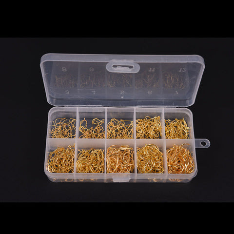 600pcs/lot Carbon Steel Fishing Hook Tackle Box 3# -12# 10 Sizes