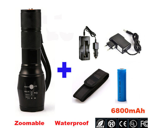 XM-L2 6000LM Tactical Flashlight Torch Zoom 3xAAA or 1x 18650 Rechargeable Battery