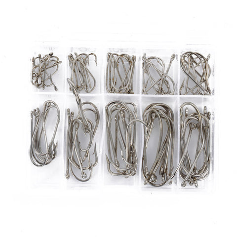 100 pcs Fishing Hooks Tackle Set With Box 10 Size