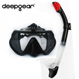 DEEPGEAR CAMERA SCUBA DIVING MASK SNORKEL SET Black silicon