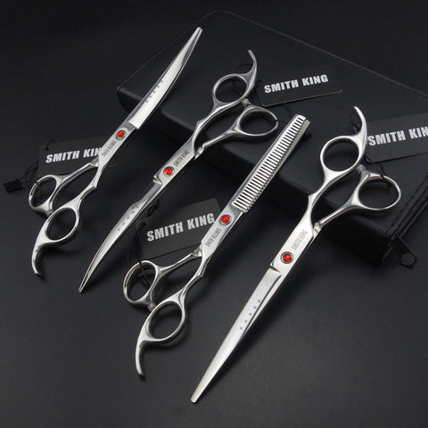 7.0 inch Professional pet grooming scissors Cutting scissor +2 curved scissor + thinning scissors 4 pieces Set