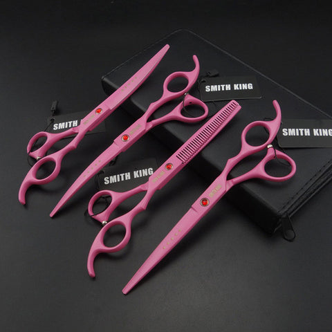 7.0 inch Professional pet grooming scissors Cutting scissor +2 curved scissor + thinning scissors 4 pieces Set